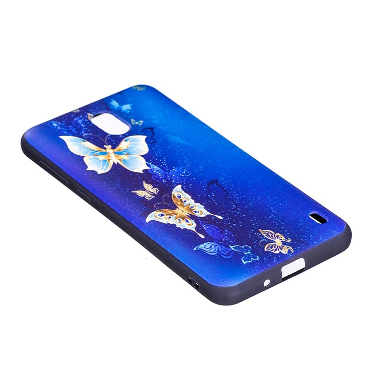 Embossment Patterned TPU Mobile Phone Shell for Nokia 2 - Blue Butterflies-5