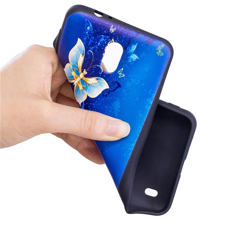 Embossment Patterned TPU Mobile Phone Shell for Nokia 2 - Blue Butterflies-7