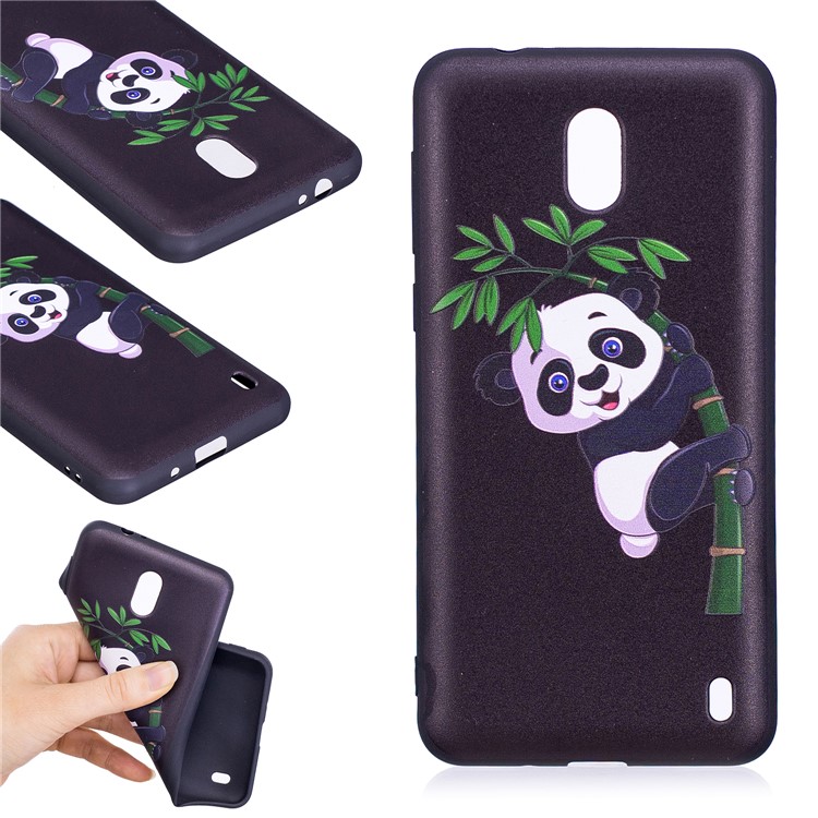 Embossment Patterned TPU Cover Shell for Nokia 2 - Panda and Bamboo-2