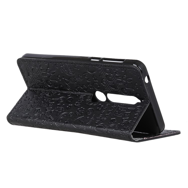 Cartoon Graffiti PU Leather Wallet Stand Cover for Nokia 6 (2018) - Black-4