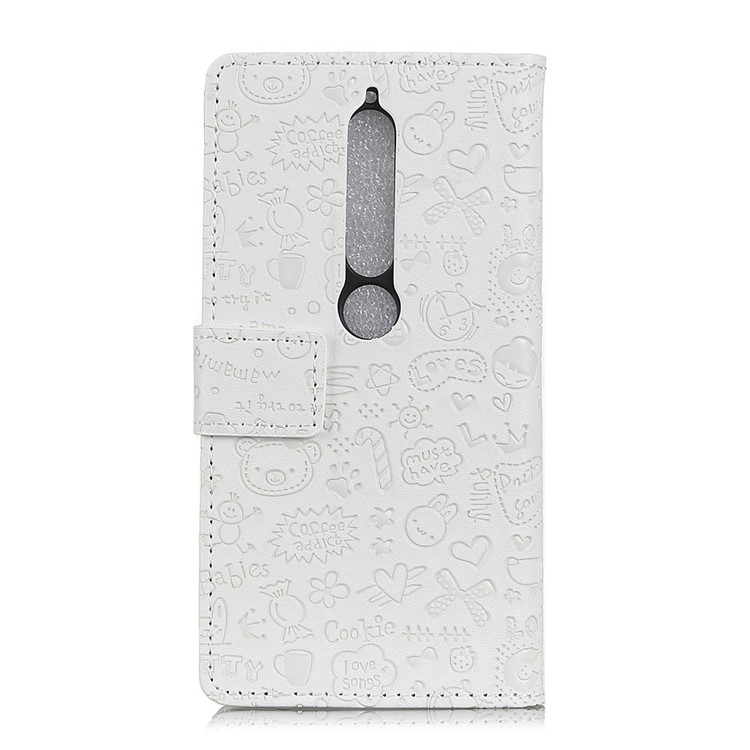 Cartoon Graffiti PU Leather Wallet Stand Case for Nokia 6.1 (5.5-inch) - White-2
