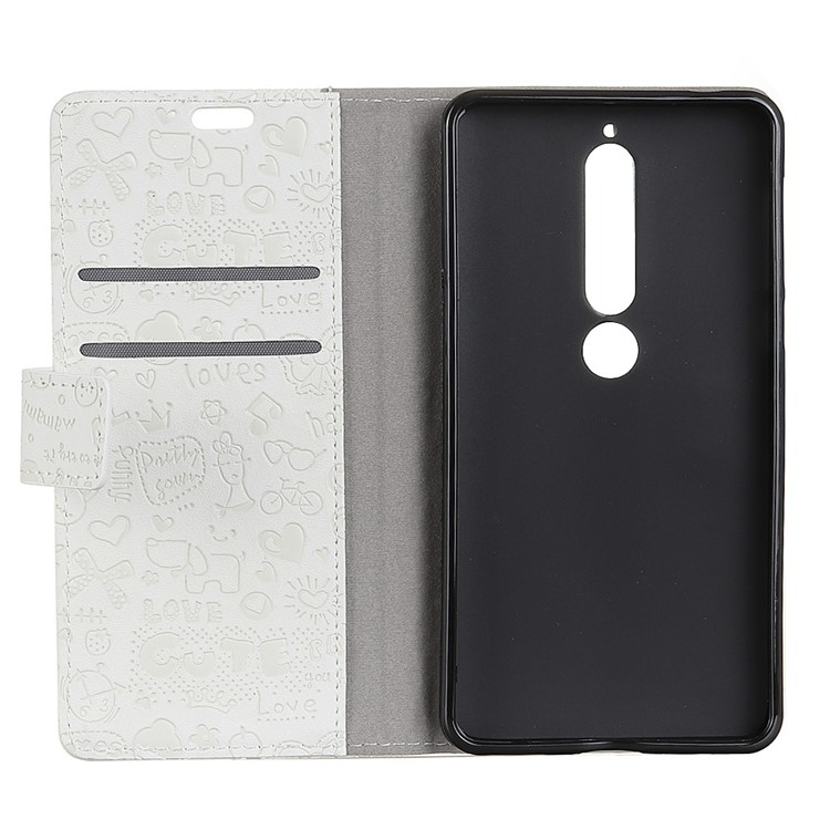 Cartoon Graffiti PU Leather Wallet Stand Case for Nokia 6.1 (5.5-inch) - White-3