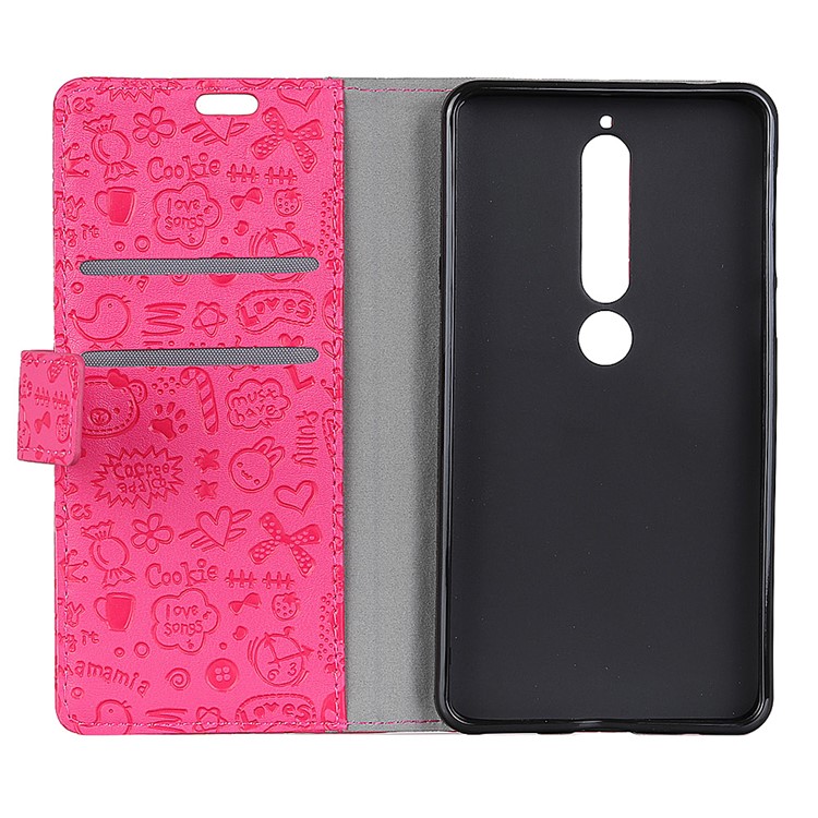 Cartoon Graffiti PU Leather Wallet Phone Casing for Nokia 6.1 (5.5-inch) - Rose-3