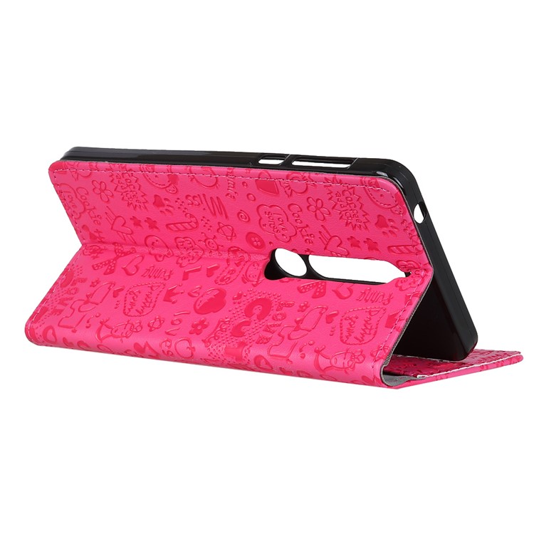 Cartoon Graffiti PU Leather Wallet Phone Casing for Nokia 6.1 (5.5-inch) - Rose-4