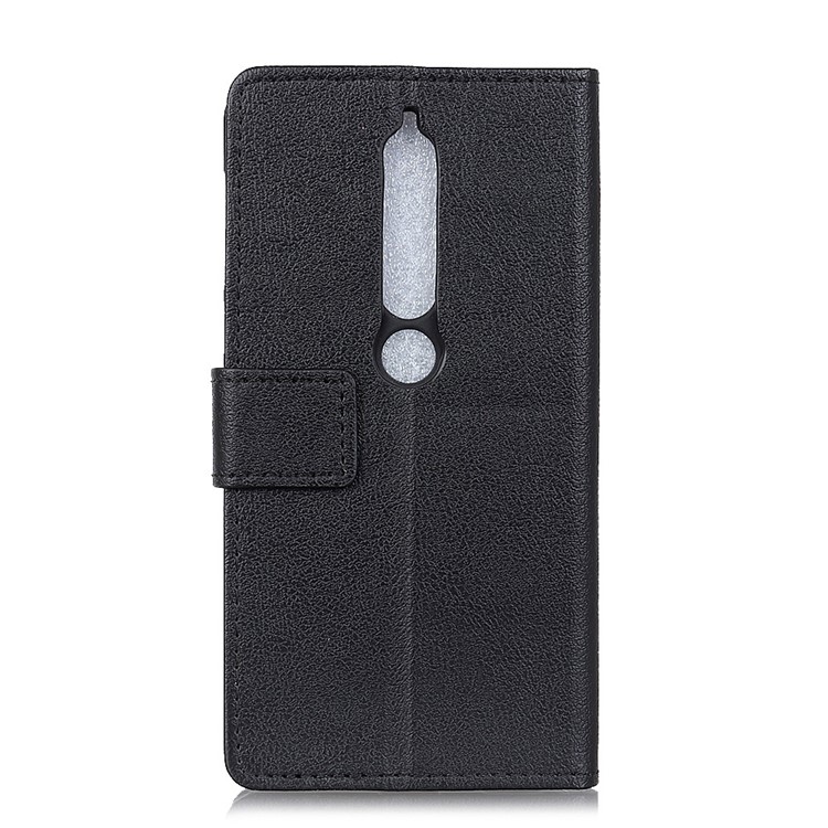 Wallet PU Leather Stand Case for Nokia 6.1 (5.5-inch) - Black-2