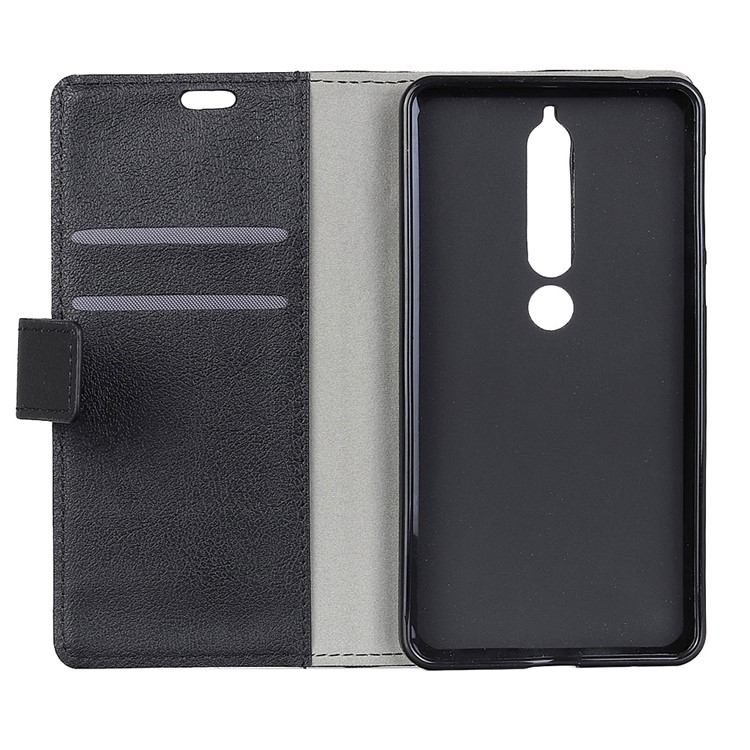 Wallet PU Leather Stand Case for Nokia 6.1 (5.5-inch) - Black-3