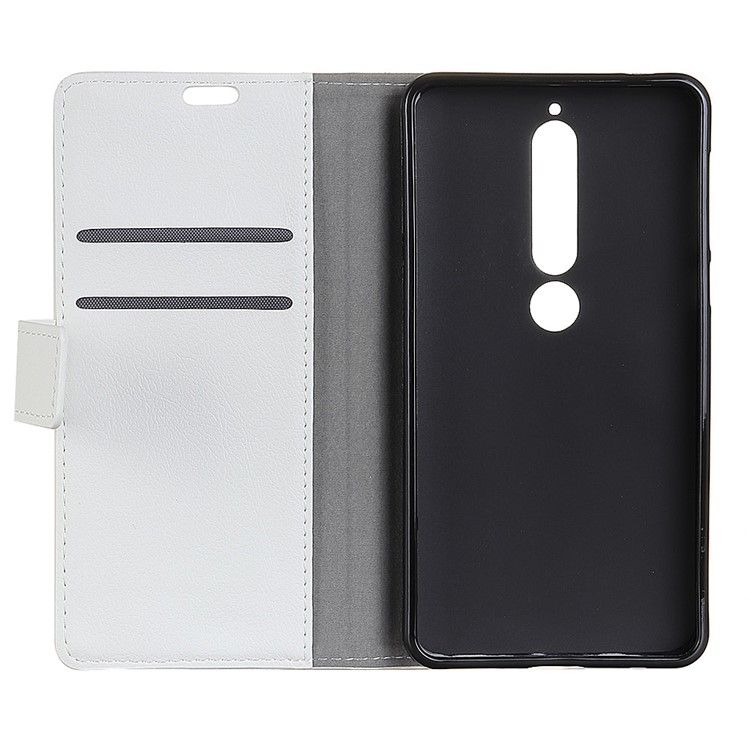 Wallet PU Leather Stand Shell Cover for Nokia 6.1 (5.5-inch) - White-3