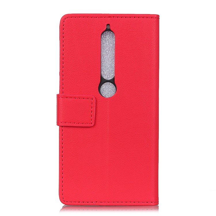 Wallet PU Leather Stand Mobile Case for Nokia 6.1 (5.5-inch) - Red-2