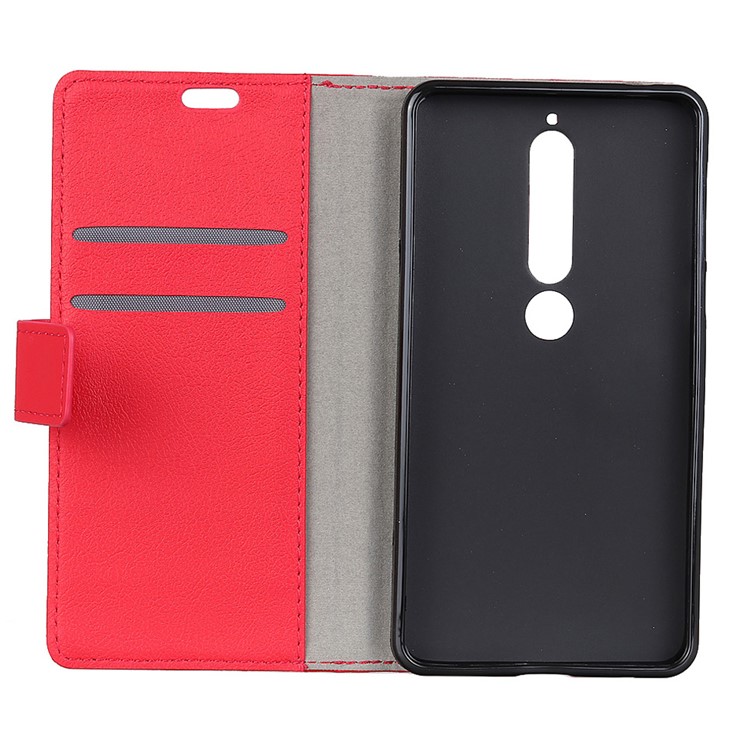 Wallet PU Leather Stand Mobile Case for Nokia 6.1 (5.5-inch) - Red-3