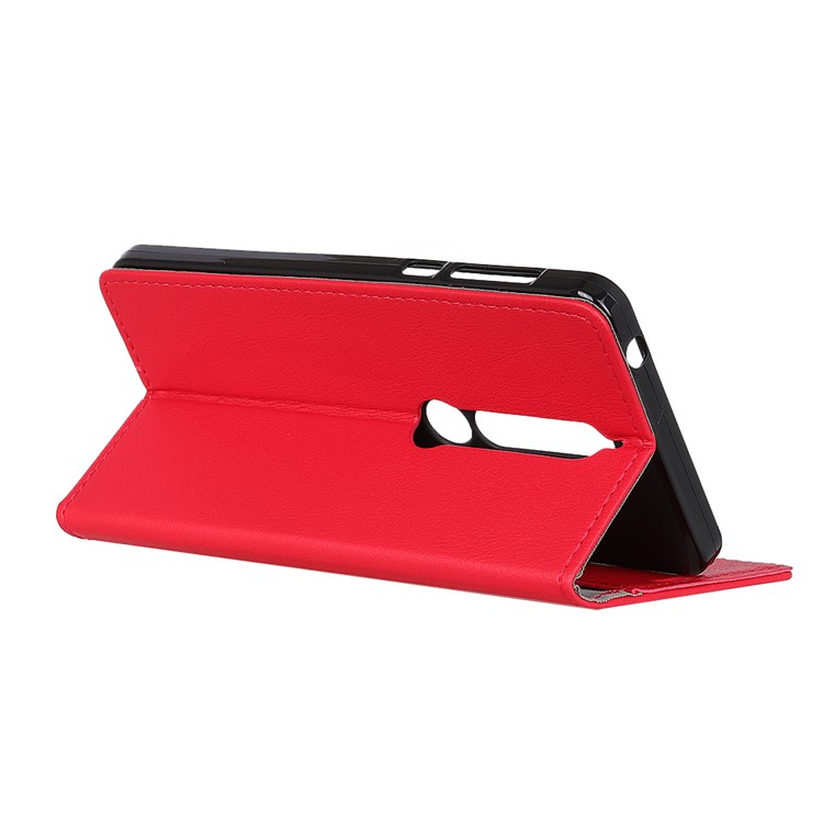 Wallet PU Leather Stand Mobile Case for Nokia 6.1 (5.5-inch) - Red-4