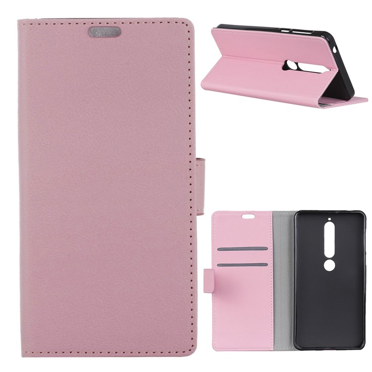 Wallet PU Leather Stand Phone Casing for Nokia 6.1 (5.5-inch) - Rose Gold-1