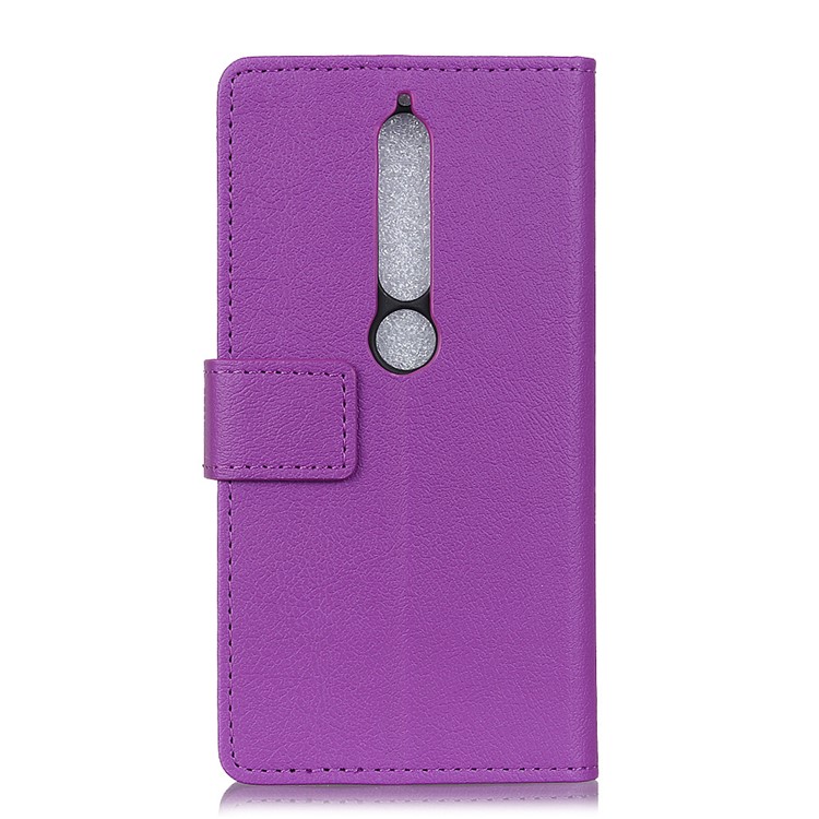 Wallet PU Leather Stand Protective Cover for Nokia 6.1 (5.5-inch) - Purple-2