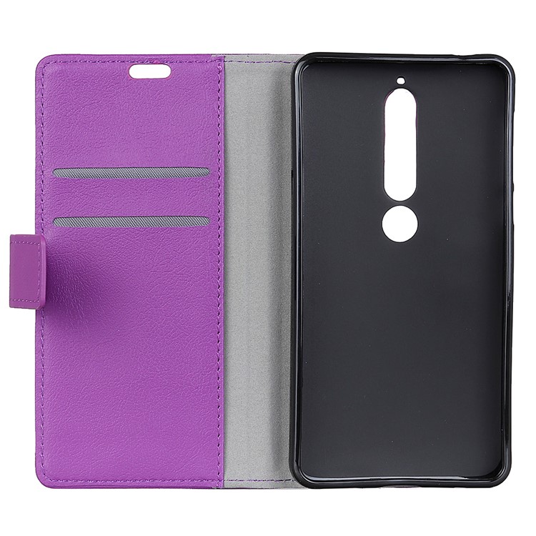 Wallet PU Leather Stand Protective Cover for Nokia 6.1 (5.5-inch) - Purple-3