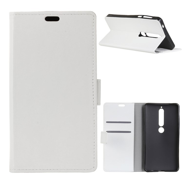 Crazy Horse Wallet Leather Stand Cover for Nokia 6.1 (5.5-inch) - White-1