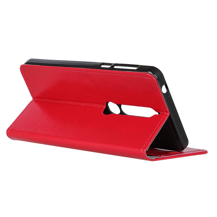 Crazy Horse Wallet Leather Cell Phone Case for Nokia 6.1 (5.5-inch) - Red-4