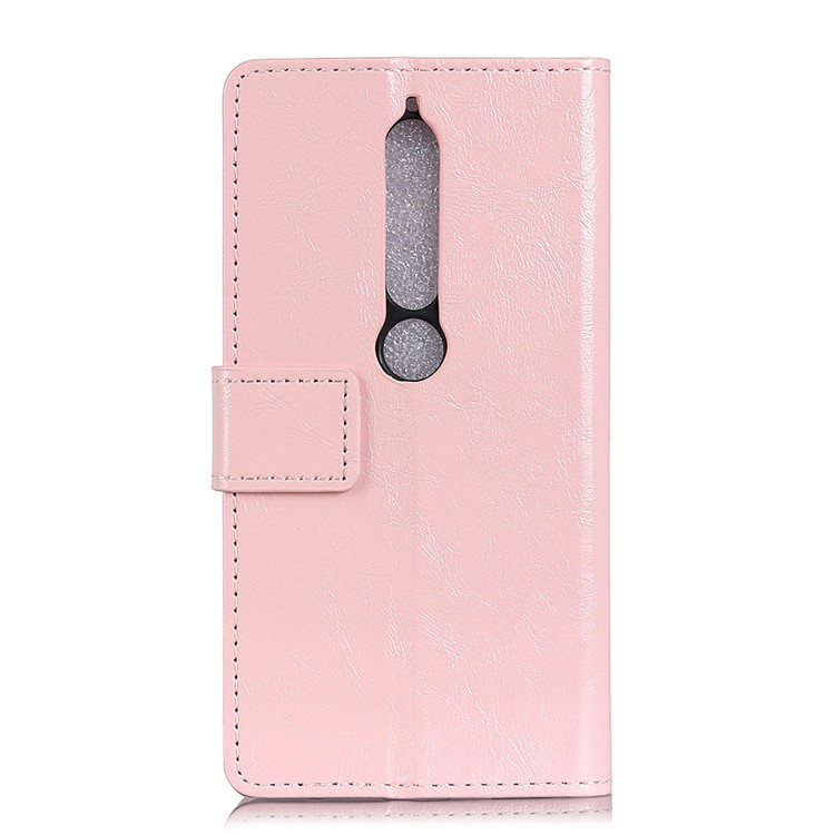 Crazy Horse Cell Phone Leather Stand Case for Nokia 6.1 (5.5-inch) - Pink-2