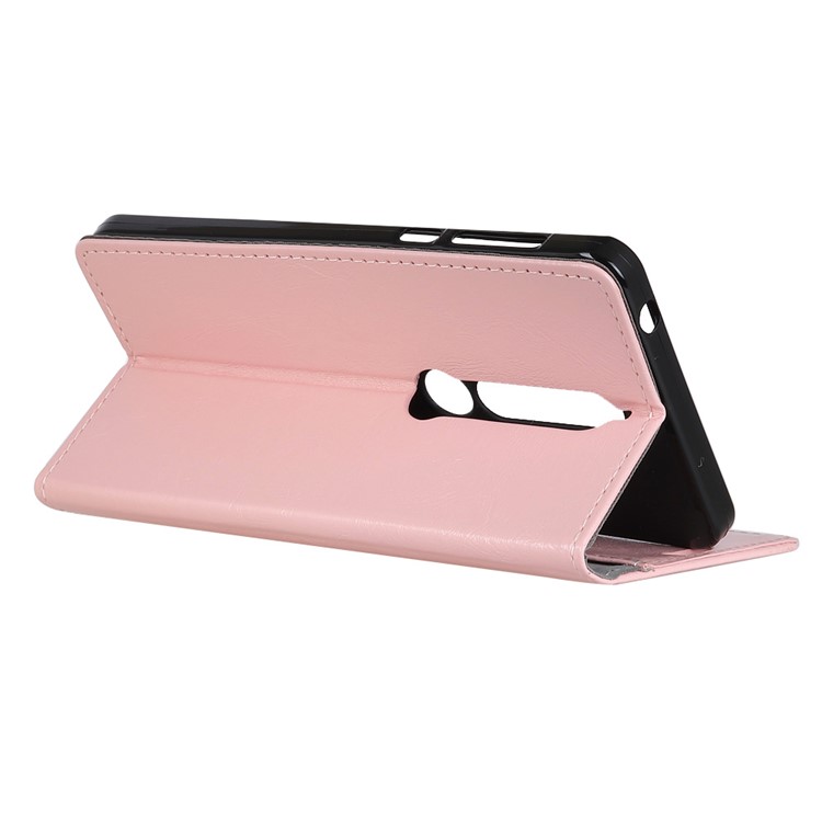 Crazy Horse Cell Phone Leather Stand Case for Nokia 6.1 (5.5-inch) - Pink-4