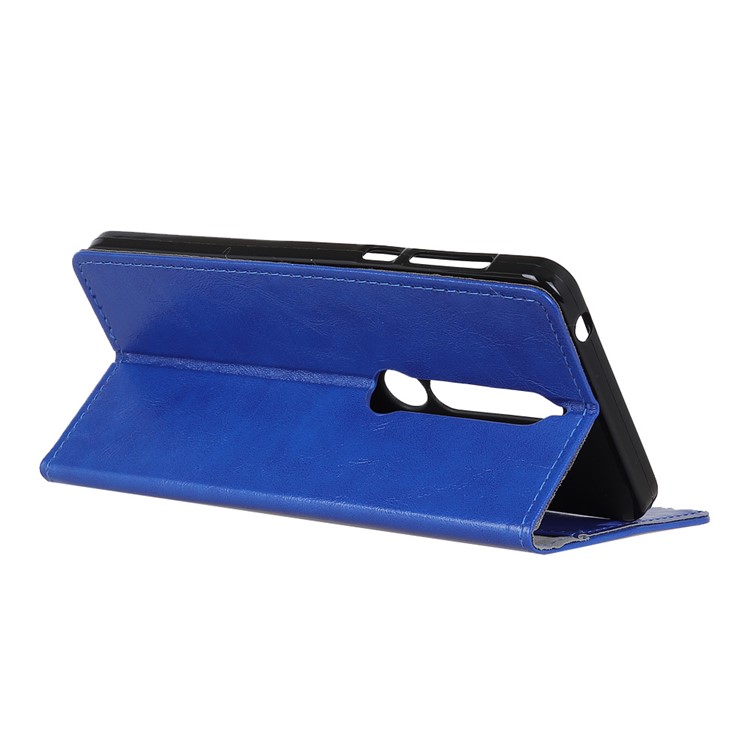 Crazy Horse Leather Wallet Case for Nokia 6.1 (5.5-inch) - Blue-2