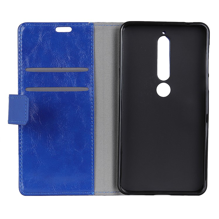 Crazy Horse Leather Wallet Case for Nokia 6.1 (5.5-inch) - Blue-4