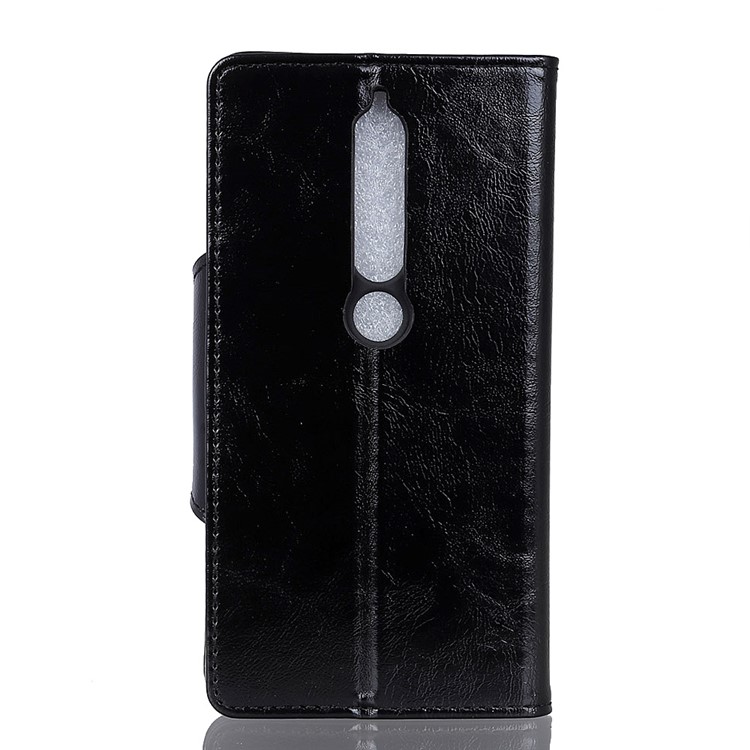 Textured PU Leather Wallet Phone Case with Stand for Nokia 6 (2018) - Black-3