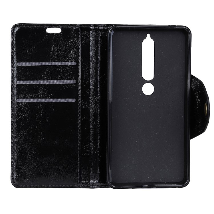 Textured PU Leather Wallet Phone Case with Stand for Nokia 6 (2018) - Black-4