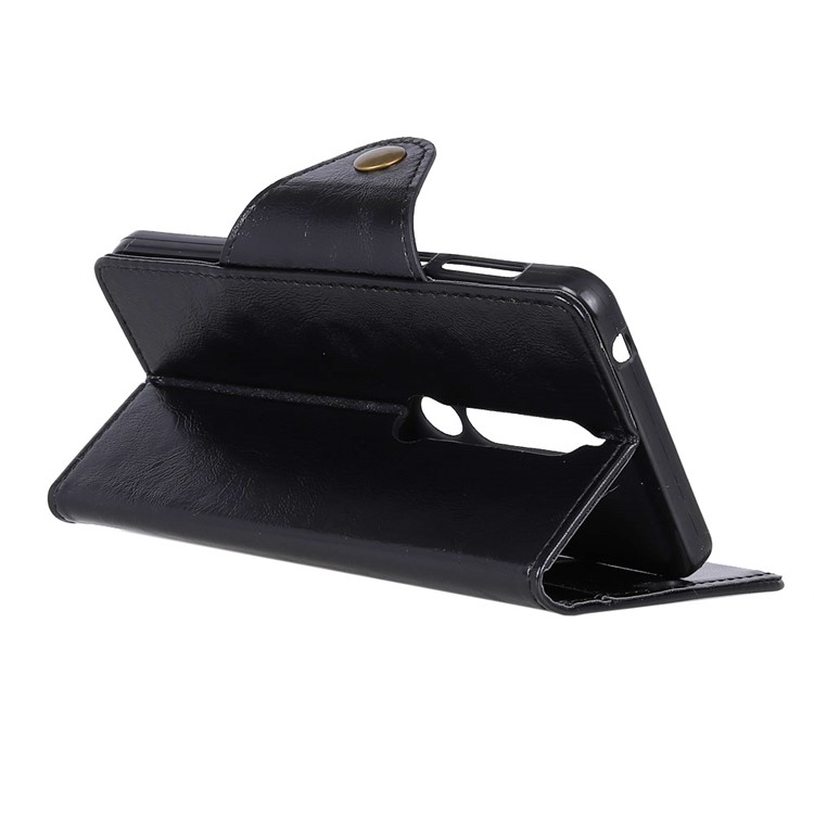 Textured PU Leather Wallet Phone Case with Stand for Nokia 6 (2018) - Black-5