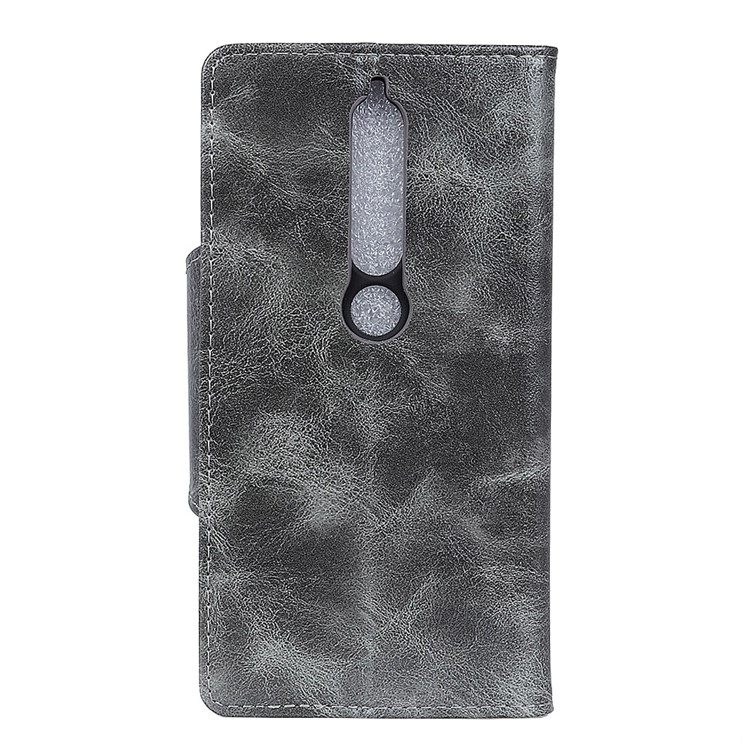 Textured PU Leather Wallet Phone Cover with Stand for Nokia 6.1 (5.5-inch) - Grey-3