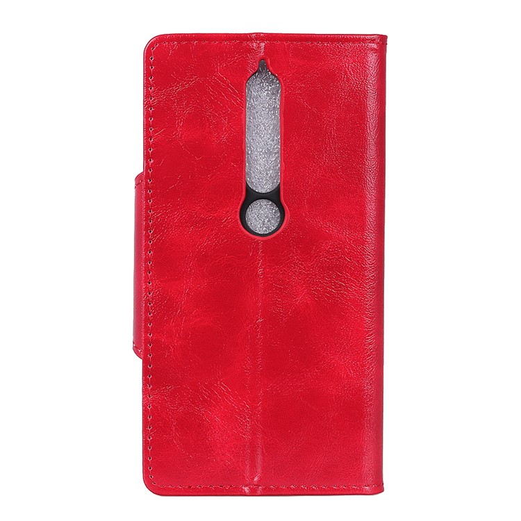 Textured PU Leather Wallet Phone Shell with Stand for Nokia 6.1 (5.5-inch) - Red-3