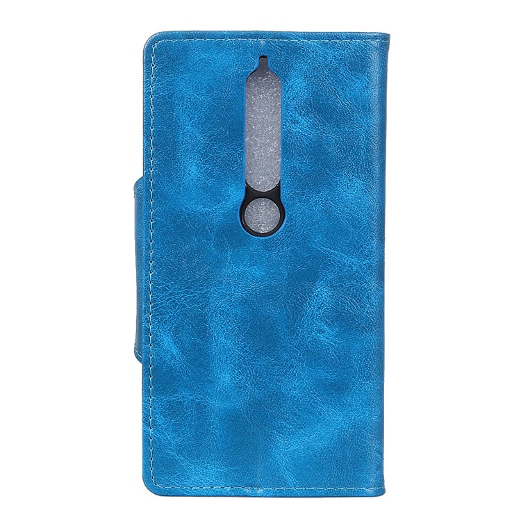 Textured PU Leather Wallet Mobile Case with Stand for Nokia 6.1 (5.5-inch) - Blue-3