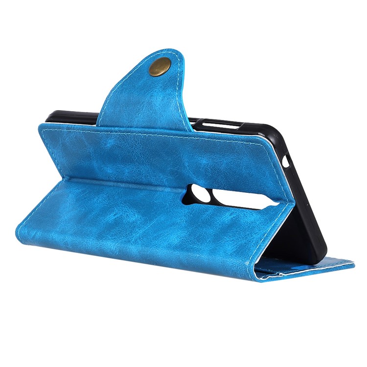 Textured PU Leather Wallet Mobile Case with Stand for Nokia 6.1 (5.5-inch) - Blue-5