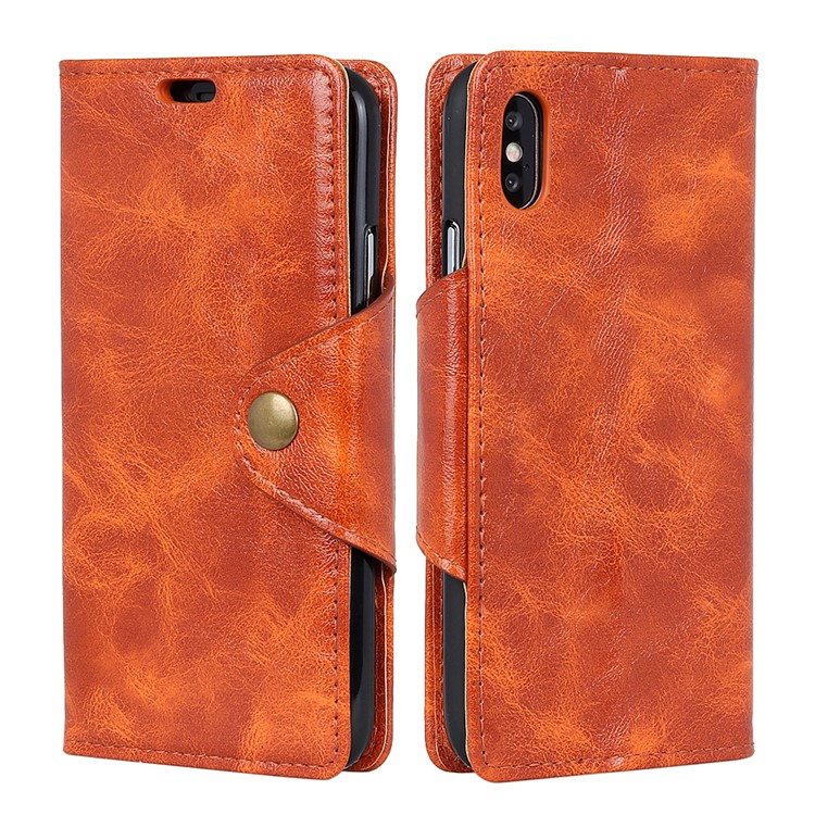 Textured PU Leather Wallet Stand Mobile Shell for Nokia 6.1 (5.5-inch) - Orange-2