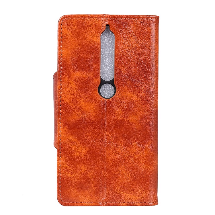 Textured PU Leather Wallet Stand Mobile Shell for Nokia 6.1 (5.5-inch) - Orange-4