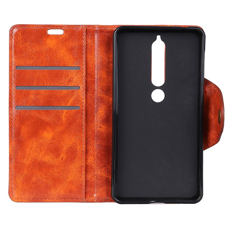 Textured PU Leather Wallet Stand Mobile Shell for Nokia 6.1 (5.5-inch) - Orange-5