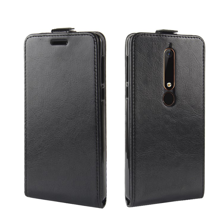 Crazy Horse Vertical Leather Card Holder Case for Nokia 6 (2018) - Black-2