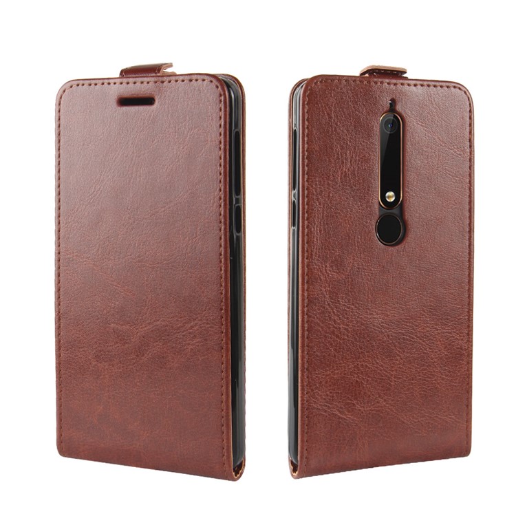 Crazy Horse Vertical Leather Case with Card Slot for Nokia 6.1 (5.5-inch) - Brown-2
