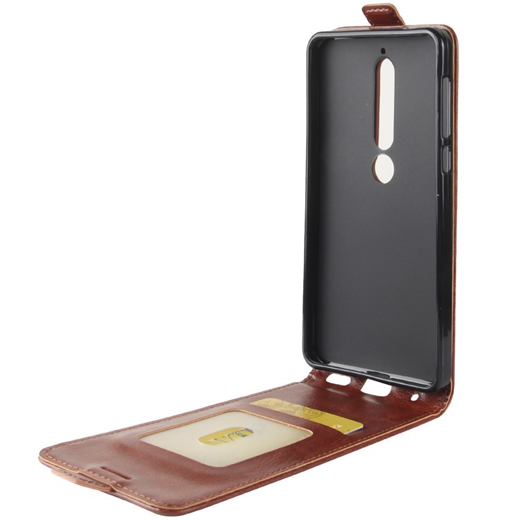 Crazy Horse Vertical Leather Case with Card Slot for Nokia 6.1 (5.5-inch) - Brown-4