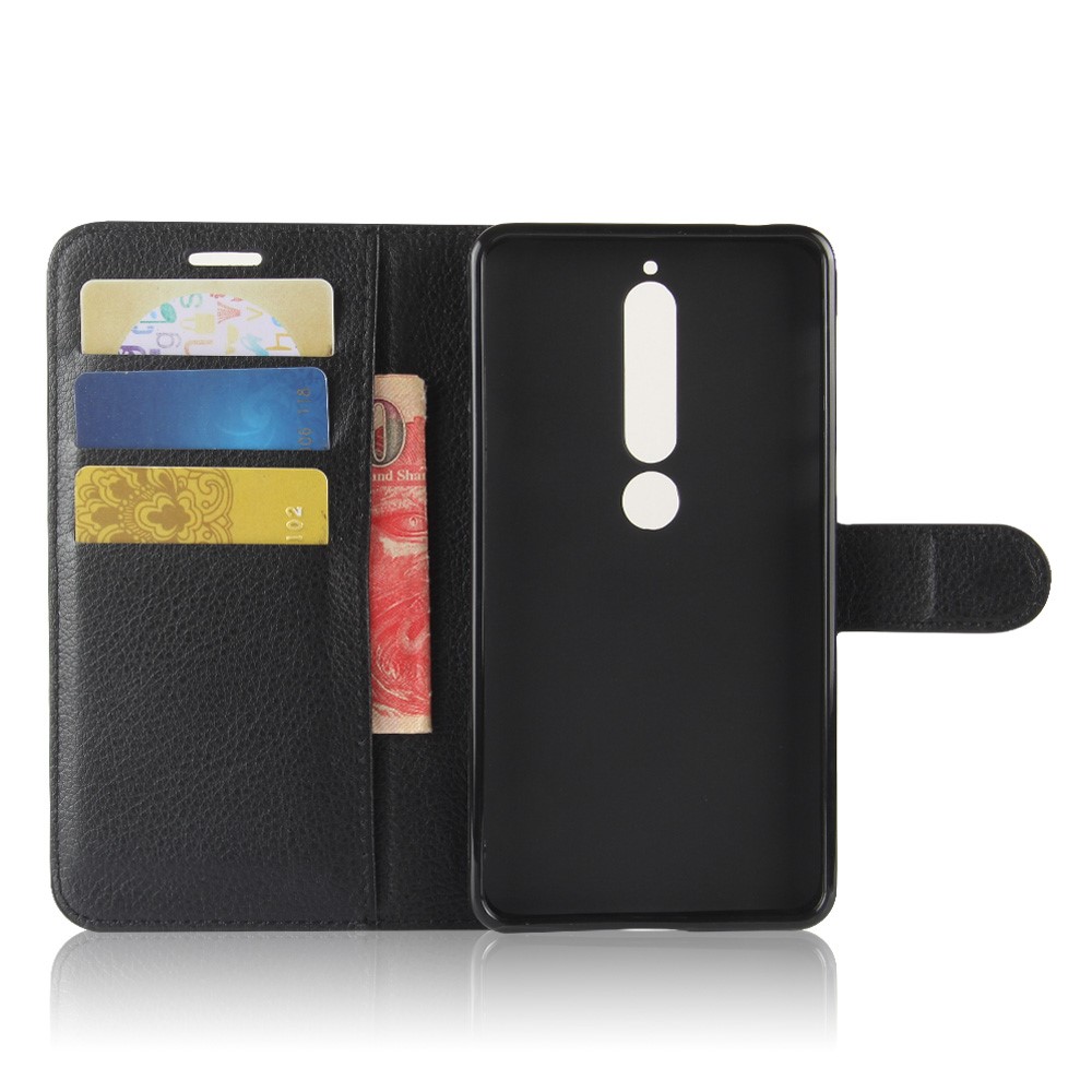 Litchi Texture Wallet Leather Mobile Phone Case for Nokia 6.1 (5.5-inch) - Black-3