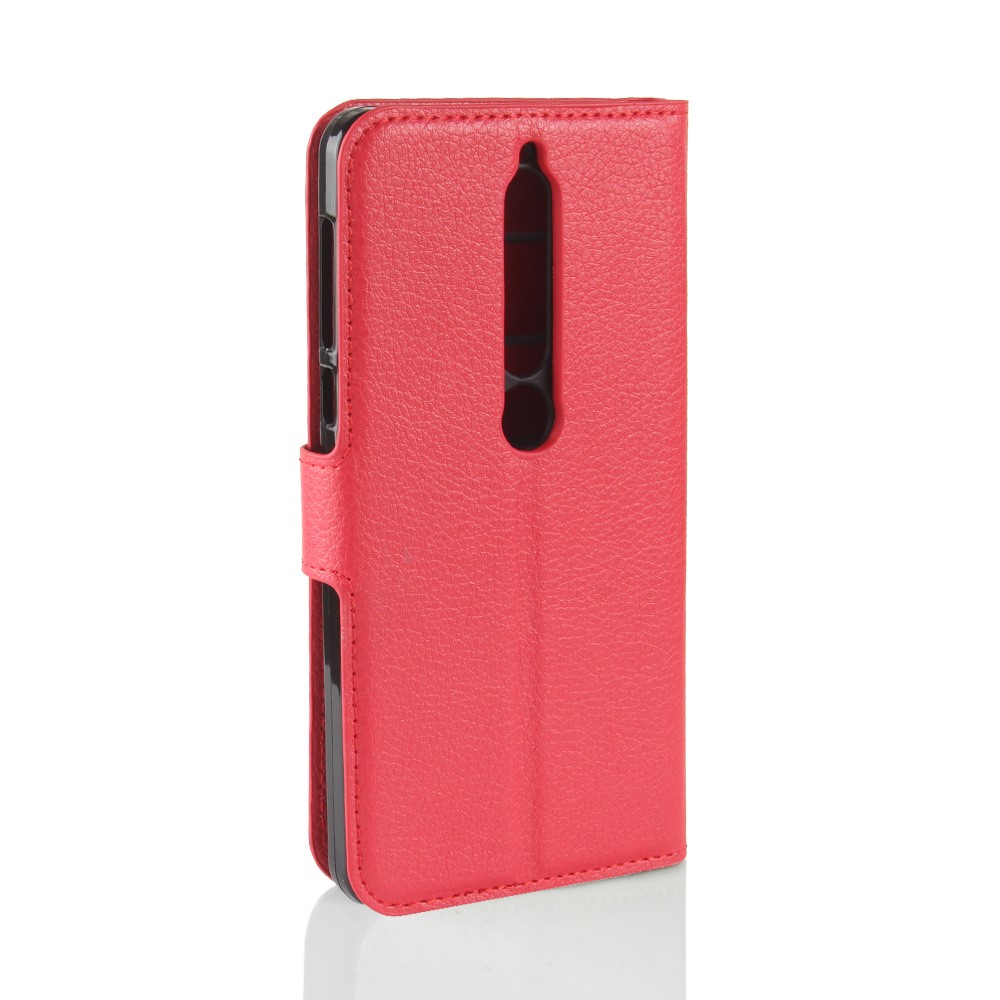 Litchi Texture Wallet Leather Mobile Shell with Stand for Nokia 6.1 (5.5-inch) - Red-6