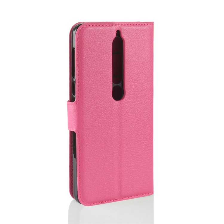 Litchi Texture PU Leather Wallet Stand Mobile Phone Shell for Nokia 6.1 (5.5-inch) - Rose-6