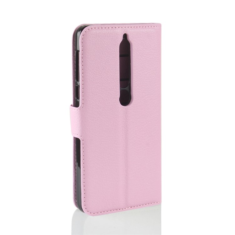 Litchi Texture PU Leather Protection Cell Phone Case for Nokia 6.1 (5.5-inch) - Pink-6
