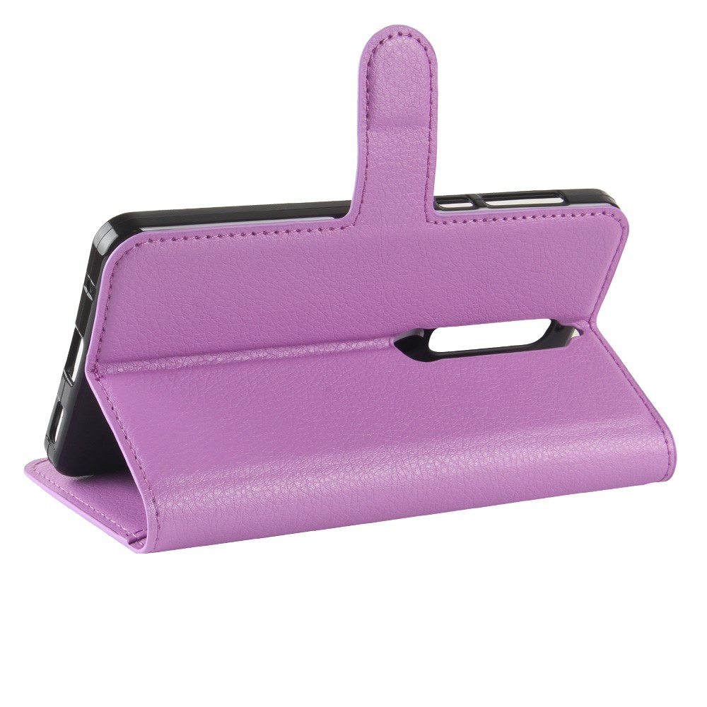 Litchi Texture Card Holder Leather Case for Nokia 6.1 (5.5-inch) - Purple-5