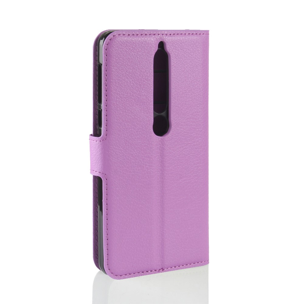 Litchi Texture Card Holder Leather Case for Nokia 6.1 (5.5-inch) - Purple-6