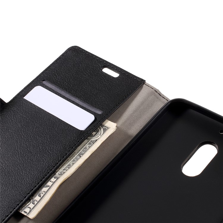 Protective Wallet PU Leather Case with Stand for Nokia 6 - Black-9