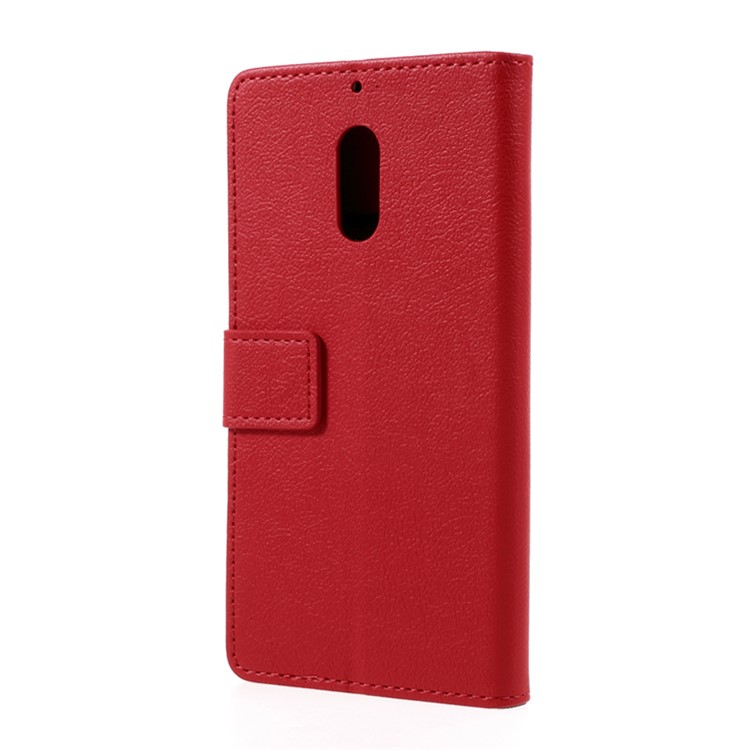 For Nokia 6 Wallet Stand Leather Cell Phone Case Cover - Red-3
