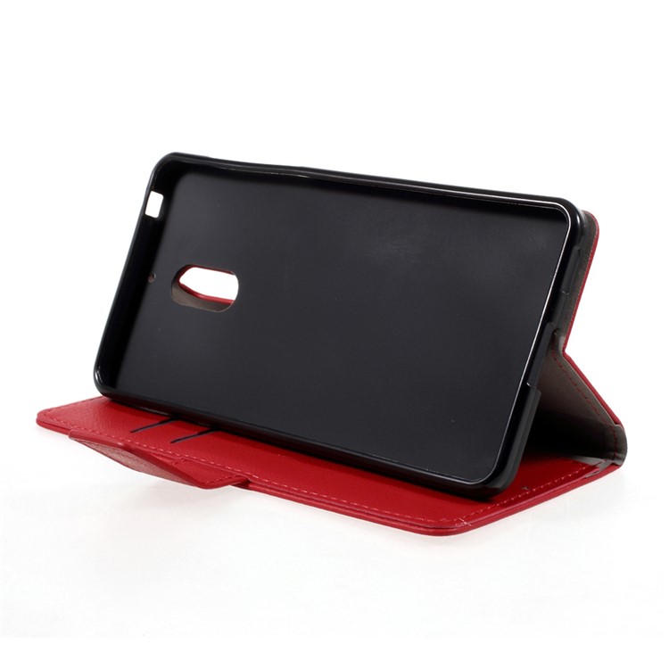 For Nokia 6 Wallet Stand Leather Cell Phone Case Cover - Red-4