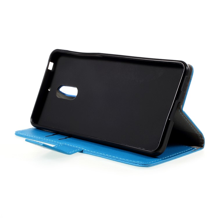 Flip Stand Wallet Leather Protective Cover Case for Nokia 6 - Blue-4