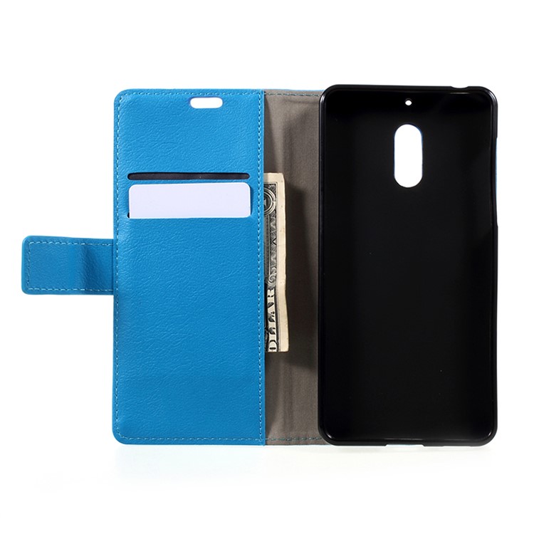 Flip Stand Wallet Leather Protective Cover Case for Nokia 6 - Blue-6
