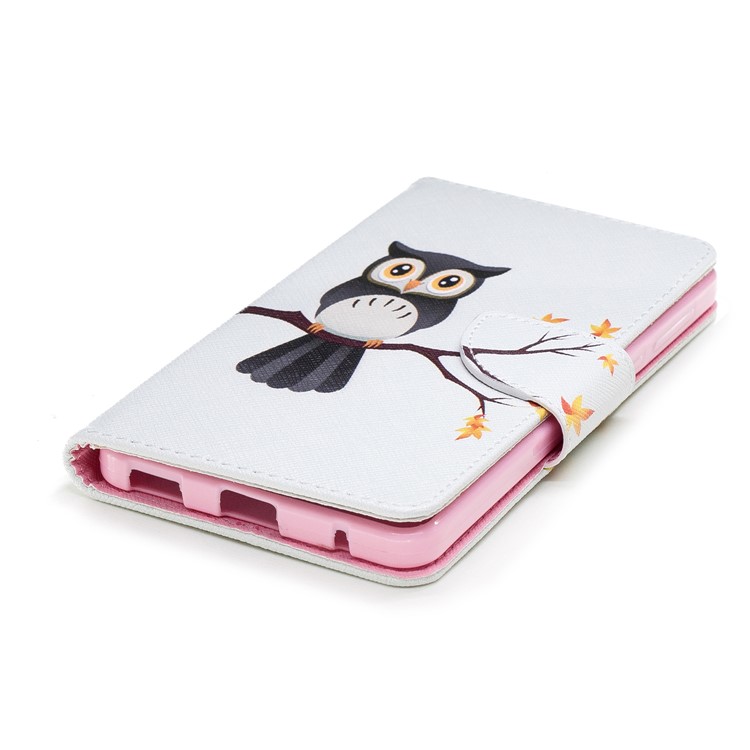 For Nokia 6.1 (5.5-inch) Patterned PU Leather Stand Phone Case - An Owl Standing on Branch-6