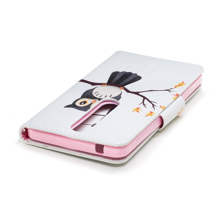 For Nokia 6.1 (5.5-inch) Patterned PU Leather Stand Phone Case - An Owl Standing on Branch-7