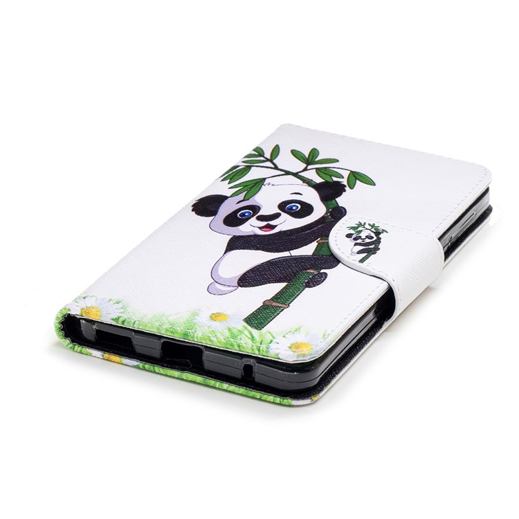 For Nokia 6.1 (5.5-inch) Patterned PU Leather Stand Wallet Cover - Lovely Panda on Bamboo-6